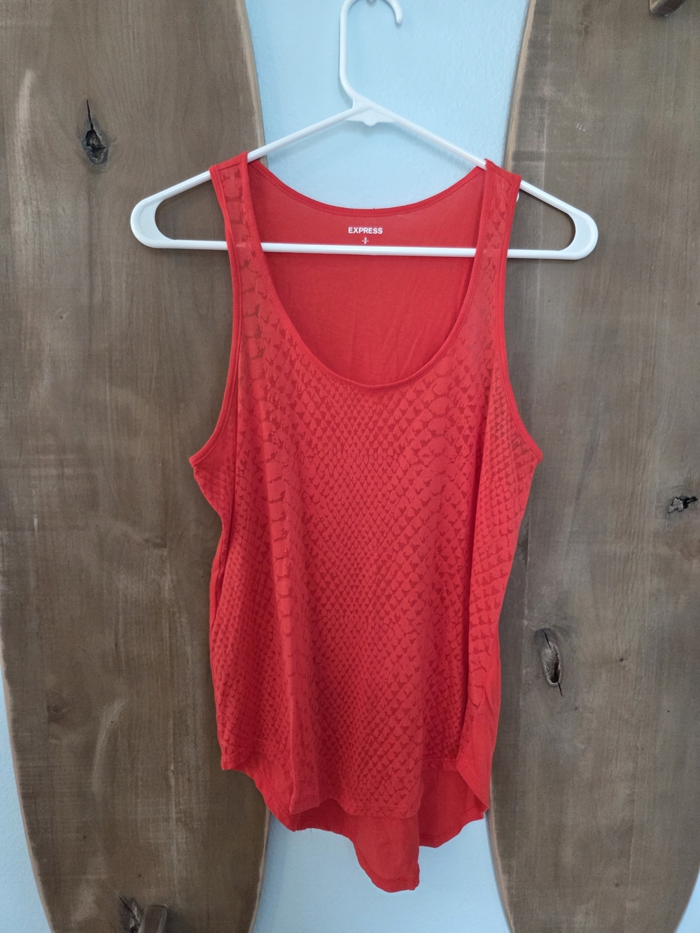 Express Women's Red Textured Tank Top